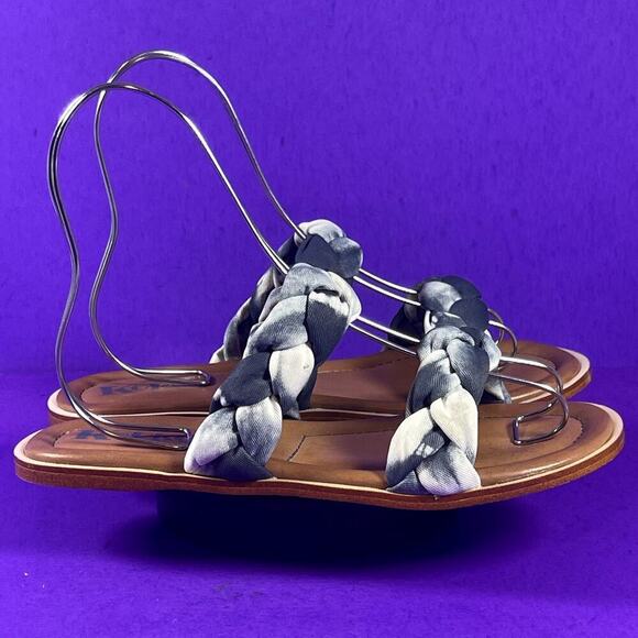 Korks Blue Tie Dye Pilar Braided Double Strap Slip On Sandals Women's Size 8-NEW - Picture 1 of 6